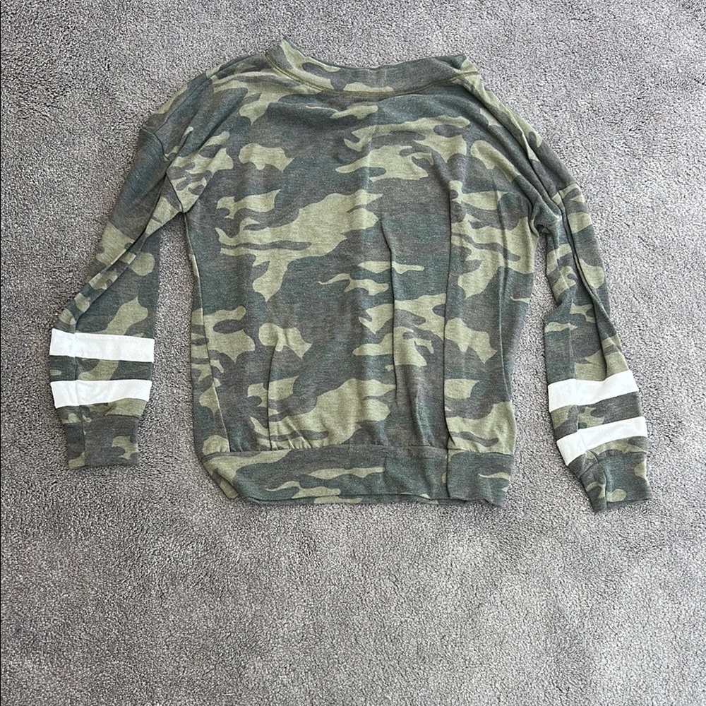 First Love Camouflage Sweater with White Stripes
